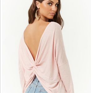 NWT Blush Pink Long Sleeve Twist Back Top